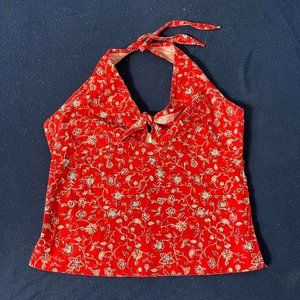 Red floral tie halter